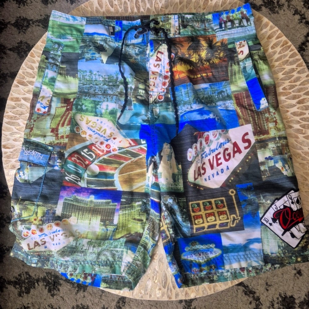 Las Vegas Themed Men's Swim Shorts Size US XL Ocean & Earth